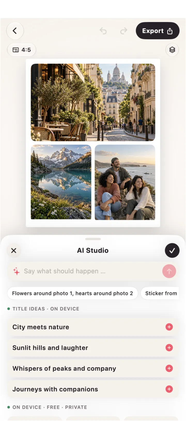 AI Studio with title ideas for a collage